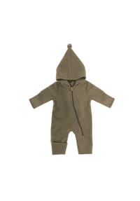 maximo® - GOTS BABY-Overall, Wollfleece  Reißverschluss, Jerseyfutter, Pompon - beigemeliert