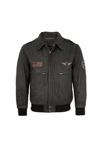 MADDOX - Herren Lederjacke Fliegerjacke Lammnubuk schwarz - schwarz