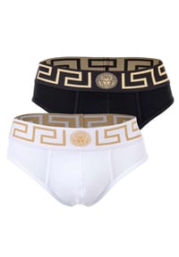 VERSACE - Herren Slip, 2er Pack - TOPEKA, Baumwolle, einfarbig - Schwarz/Grau