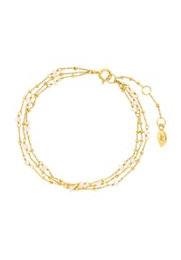 Leaf - FLYING PEARL Damen Armband, 925er Silber, Perlen - GELBGOLD
