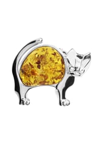OSTSEE-SCHMUCK® - Brosche , Katze , Silber 925/000 - silber