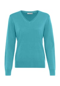 GALERIA - Seide-Kaschmir Pullover "Monaco", V-Ausschnitt, für Damen - AQUA