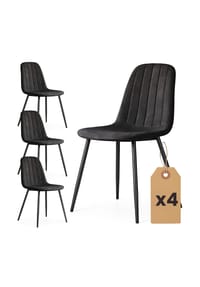 Akord - Lumo Gesteppte Esszimmerstühle aus Samt, 4er-Set - beige