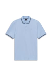 bugatti - HERREN POLO 1/2 ARM, 320 HELLBLAU, L - 010 WEISS