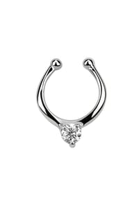 Adelia's - Nasenpiercing Fake Ring Septum Silber mit Kristall Stein - silber