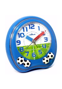 Atlanta by PARAGON - Analoger Kinderwecker mit Fußballmotiv und Melodie-Alarm- 1719/5 - Blau