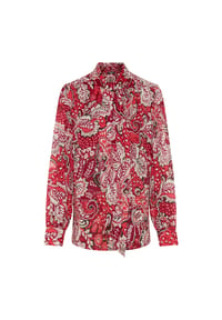 olsen - Bluse mit Allover-Dessin und Schluppe - Sienna Red