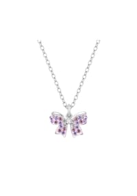 Prinzessin Lillifee - Kette mit Anhänger für Mädchen, Silber 925, Zirkonia | Schleife - rosa