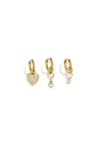 Adelia's - Ohrring-Set aus Edelstahl mit Creolen und Herzanhängern - goldfarben