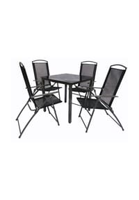 VCM. - 5-tlg Gartenmöbel Set | Sitzgruppe Essgruppe | 1x Tisch, 4x Stühle | Tisch Maße ca. H. 76 x B. 80 x T. 80 cm | Hochlehner Set 80S - Schwarz