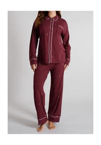 TOM TAILOR - Schlafanzug, Knopfleiste, für Damen - 423 ROT-MITTEL
