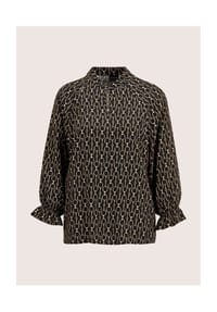 MADELEINE - Elegante Viskosebluse mit Grafik-Print - schwarz / nussbraun / multicolor