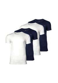 GANT - Herren T-Shirt, 4er Pack - C-NECK T-SHIRT 4-PACK, Rundhals, kurzarm, Cotton - Marineblau/Weiß
