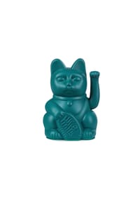 DONKEY - Winkekatze Lucky Cat Mini Maneki Neko, Green, 9.8 cm - Dunkelblau