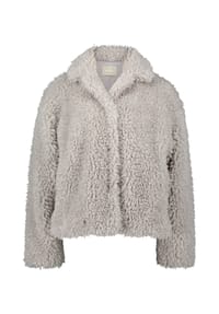 AMBER & JUNE - Plüschjacke mit Stehkragen - Light Stone