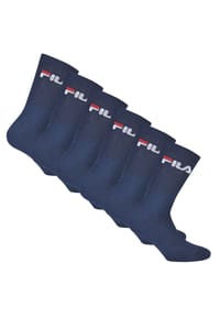 FILA - Unisex Socken, 6er Pack - Crew Socks, Frottee, Tennis, Sport (2x 3 Paar) - Blau