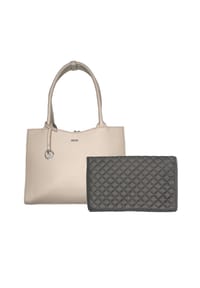 SOCHA BUSINESS BAGS MIDI LINE - Laptoptasche elegant 14 Zoll für Damen, Synthetik, leicht, Vollausstattung - beige
