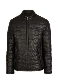 bugatti - Lederjacke BUSAMUELE mit Stehkragen - Schwarz