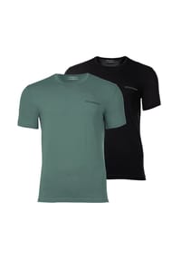 EMPORIO ARMANI - Herren T-Shirts, 2er Pack - CORE LOGOBAND, Rundhals, Regular Fit, Stretch Cotton - Grün/Schwarz