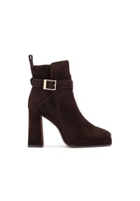 Kazar - Braune Wildlederstiefel mit Absatz und Plateau - Dunkelbraun