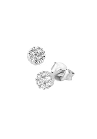 SMART JEWEL® - Ohrstecker Blüte, Zirkonia Steine, Silber 925 - gold