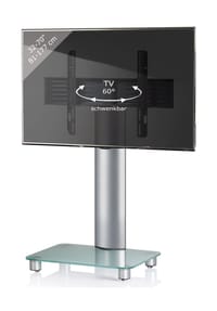VCM. - TV Standfuß 32-70 Zoll | VESA max. 600x400 | Fernseh Ständer aus Alu und Glas | TV Ständer Maße ca. H. 100 x B. 60 x T. x 44 cm | Fernsehstand Tosal - Mattglas