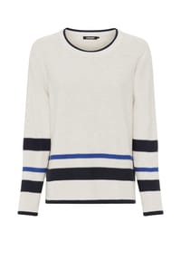 olsen - Pullover mit Streifenmuster und Rundhalsausschnitt - Almond Beige Melange