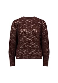 zero - Spitzenshirt langarm - Black Coffee