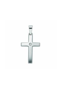 Adelia's - Adelia's Damen Kreuzanhänger 585 Weißgold ( 14K ) mit 1 Brillant ( 0,01 ct ) – Goldanhänger Kreuz - silber