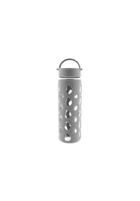 MATO® - Trinkflasche aus temperaturbeständigem Borosilikatglas Silikonhülle - Grau 26 x 7 cm