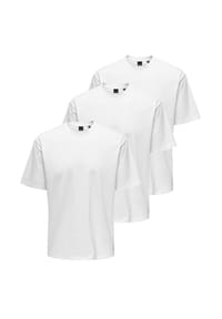 ONLY & SONS - T-Shirt 3er Pack Onsfred - Beige / Dunkelgrau / taupe