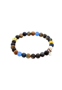 KUZZOÍ - Armband Smiling Face Bead Glas Achat Perlen 925 Sterling Silber - Silber