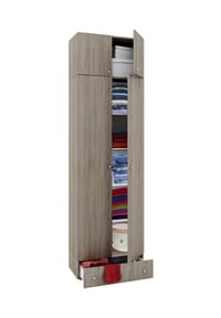VCM. - Holz Kleiderschrank | Schrank mit 5 Fächer und  Drehtüren | erweiterbar | Maße ca. B. 70 x  H. 238 x T. 40 cm  - Vandol - Buche