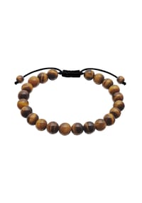 TRUE REBELS - Herren Armband aus Edelstahl in schwarz Tigerauge - schwarz
