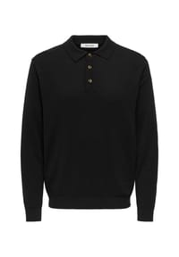 ONLY & SONS - Poloshirt Loui Langarmshirt mit Polokragen - schwarz