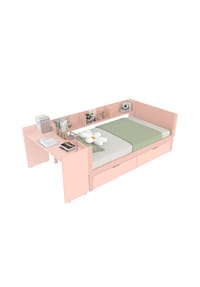KOMHTOM - Einzelbett 90x200cm mit Schreibtisch in Rosa - Rosa