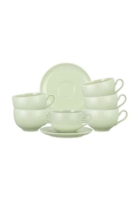 Seltmann Weiden Milchkaffeetassen mit Untertassen Amina 350 ml 6er Set - AMINA - grau