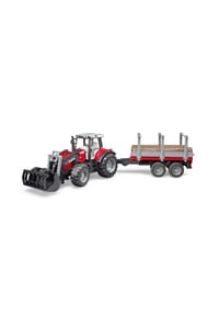 bruder® - Spielzeugauto Forstwirtschaft Massey Ferguson 7480, mit Frontlader und Anhänger - mehrfarbig