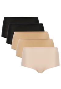 CHANTELLE - Damen Taillen-Slip 5er Pack - SoftStretch, nahtlos, Baumwolle, Einheitsgröße - Schwarz/Nude/Creme