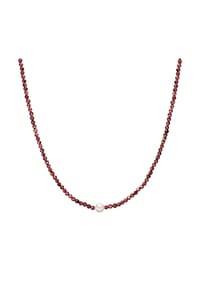 VALERO PEARLS - Damen Kette aus 925/- Sterling Silber in Silber mit Granat und Süßwasser-Zuchtperle - silber