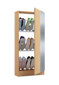 VCM. - Holz Schuhschrank | Maße: H. 112 x B. 50 x T. 17 cm | 1 Drehtür | praktischer Spiegel - Fulisa L Spiegel - Buche