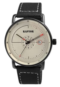 RAPTOR Raptor - Herren Quarz Armbanduhr Zoltar mit Textilarmband - 5 ATM - Mineralglas - beige-schwarz