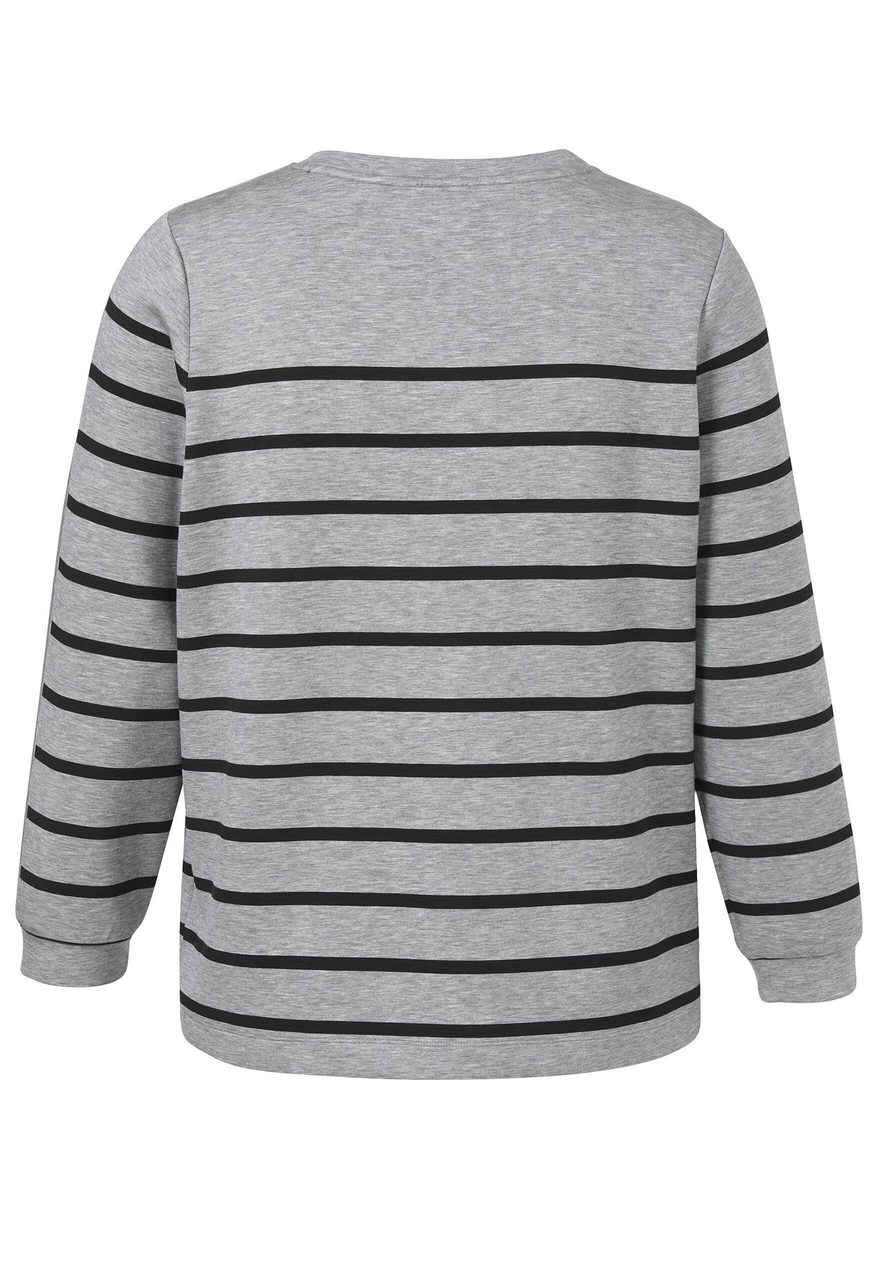 Via Appia -DUE- Sweatshirt Mit Streifen Und Schmuck-Motiven, GroßE GrößEn, Grau|Schwarz, 48