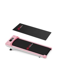 HOME FITNESS CODE - 2-in-1 Laufband C1, manuelle Steigung, LED-Display, Fernbedienung, Trainingsmatte, Rosa - 