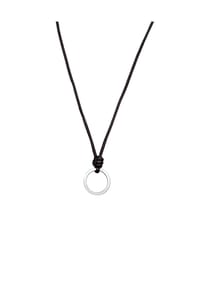 elli. - Halskette Charmträger Textilband 925 Silber - Schwarz