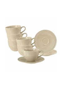 Seltmann Weiden Milchkaffeetassen mit Untertassen Beat Color Glaze 350 ml 6er Set - BEAT - altrosa