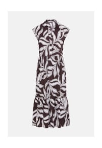 olsen - Kleid mit Volant und Allover-Dessin - Dark Brown