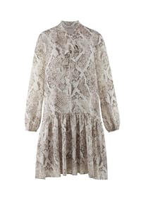 Alba Moda - Druckkleid mit V-Ausschnitt und Schluppe - offwhite