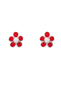 Adelia's - Damen Silber Schmuck 925 Silber Ohrringe  Ohrstecker Blüte - rot - silber