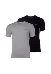 EMPORIO ARMANI - Herren T-Shirts, 2er Pack - CORE LOGOBAND, Rundhals, Regular Fit, Stretch Cotton - Blau/Grau